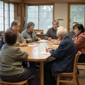 Community spirit in action: Shounaikai members gather to discuss local events and neighborhood initiatives